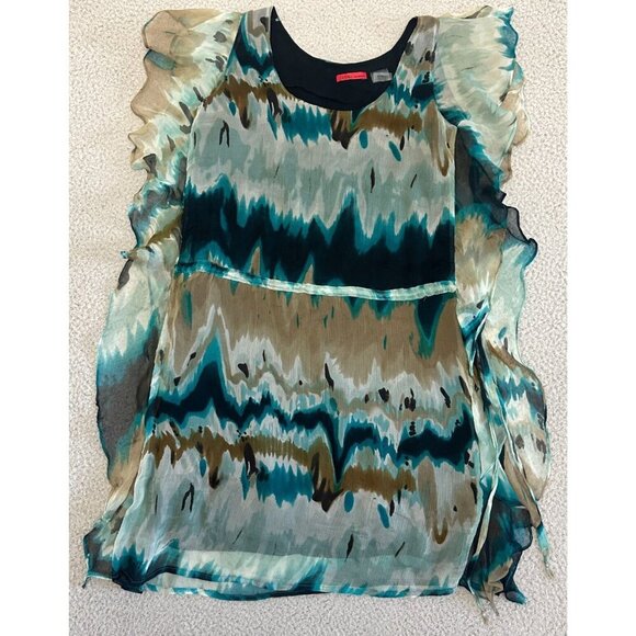 LINQ Los Angeles Silk Dress Tunic Top Tie Dye Belted Adjustable - Picture 1 of 16